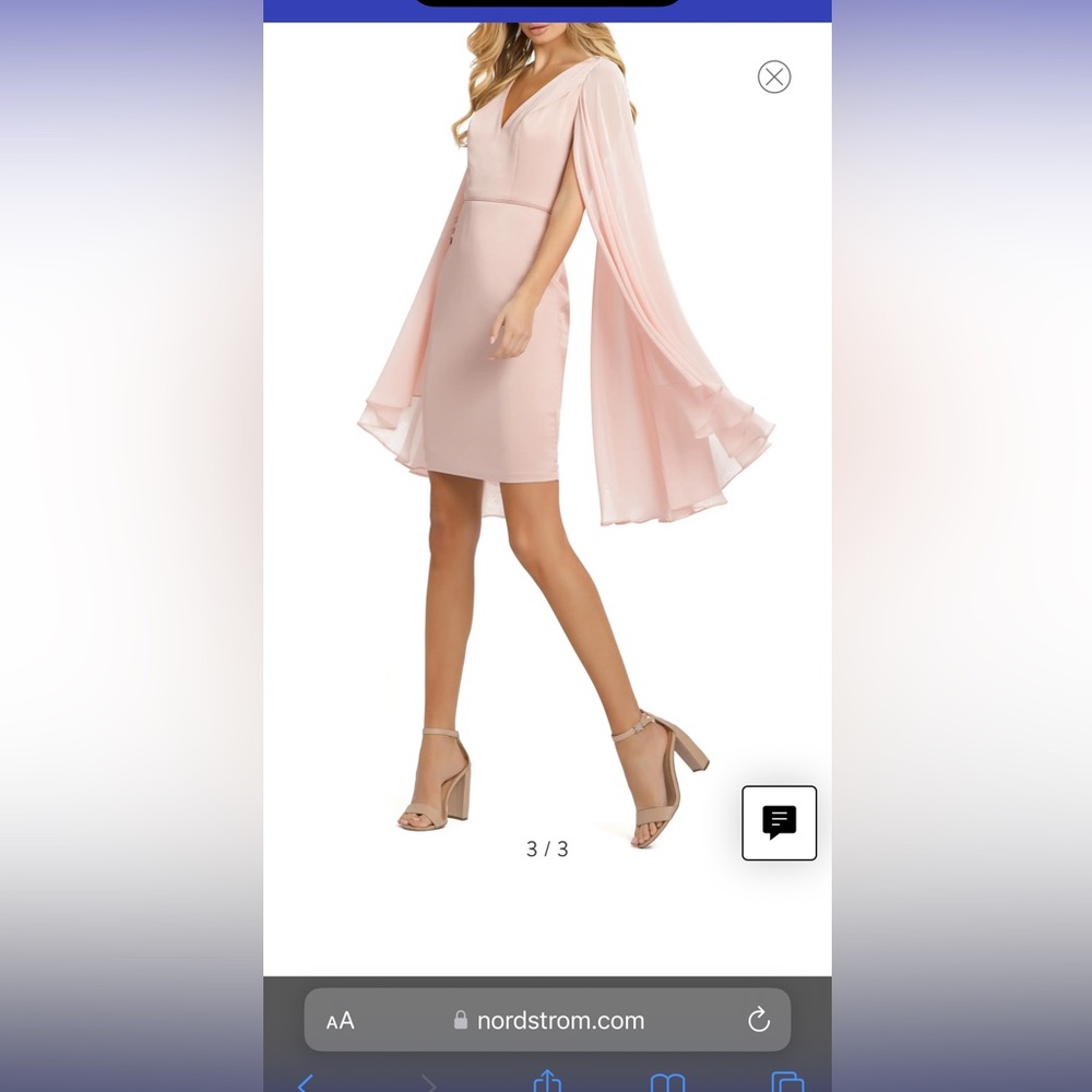 Macduggal Cape Sleeve Dress: Blush Pink